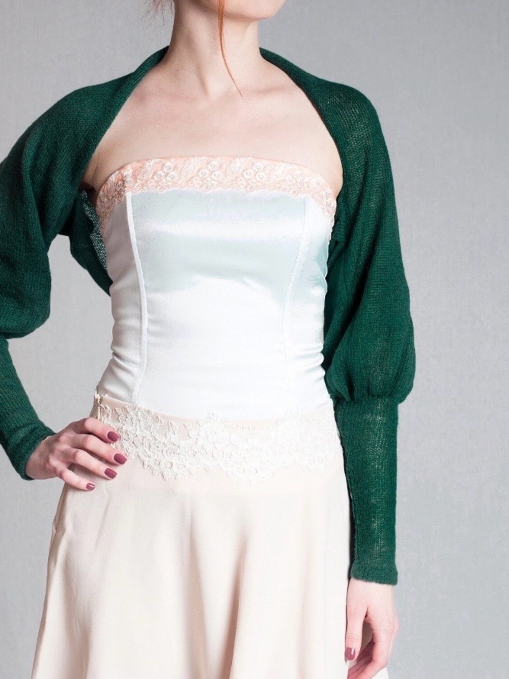 Mohair/Silk Bolero Shrug - Color is Olive Green